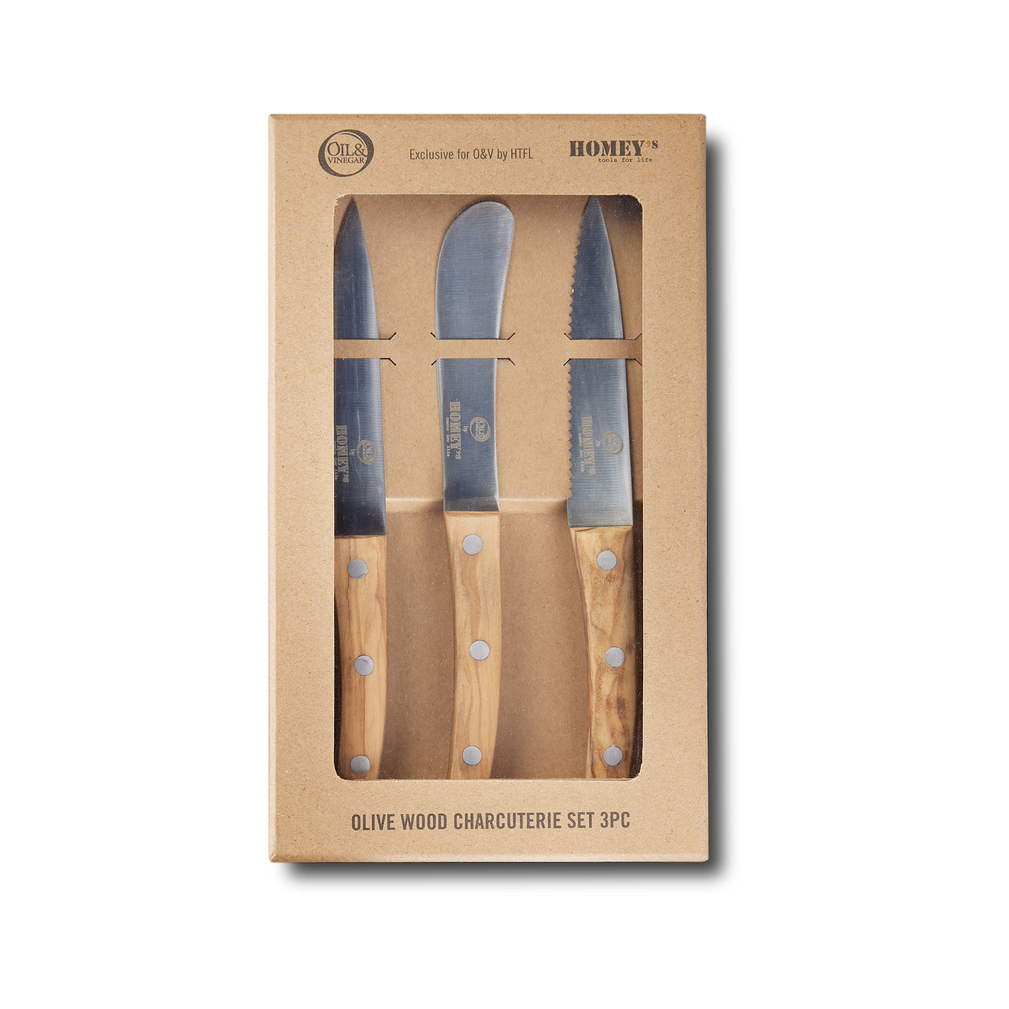 Charcuterie-set aus olivenholz 3tlg