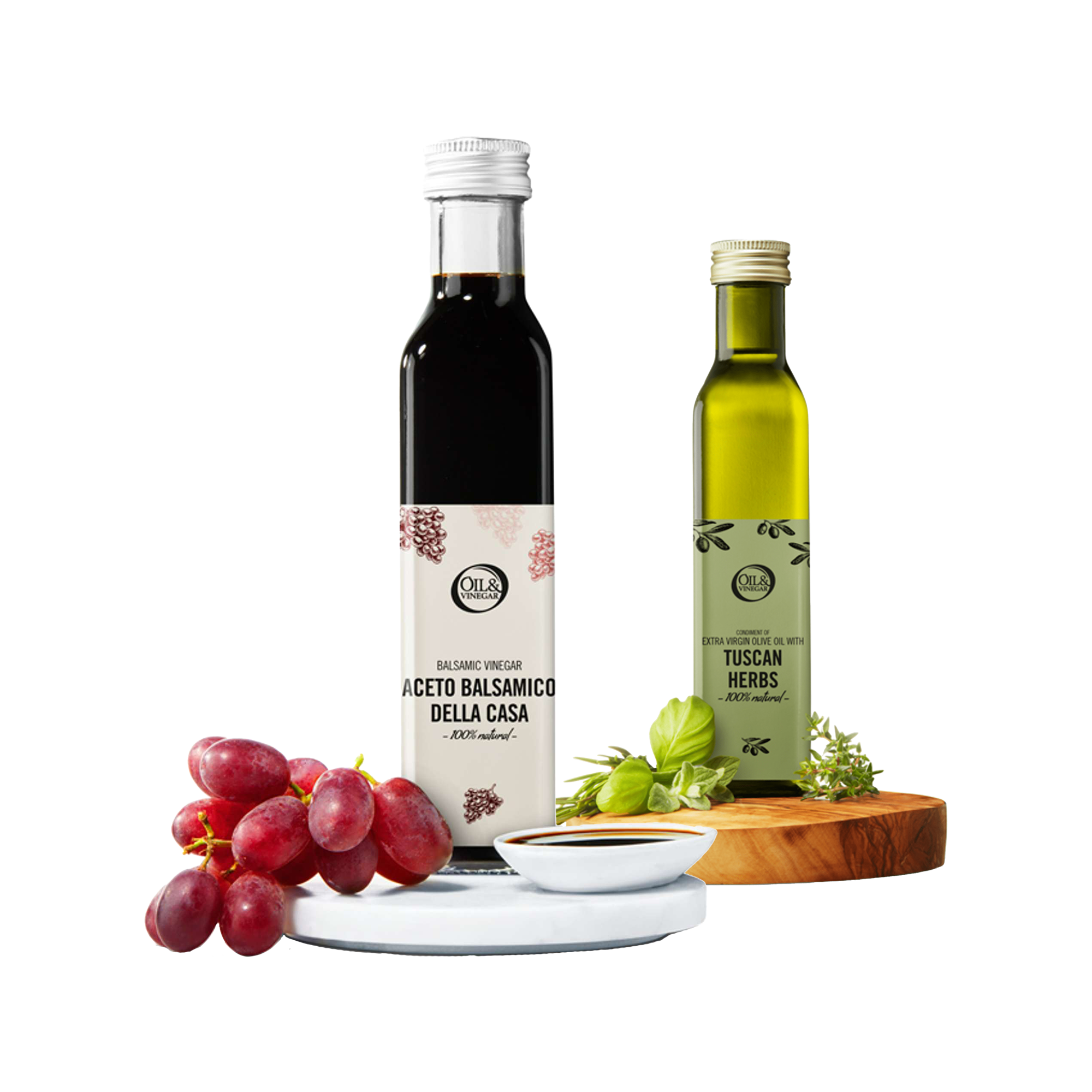 Balsamico-Essig und natives Olivenöl extra mit toskanischen Kräutern – 2x250ml