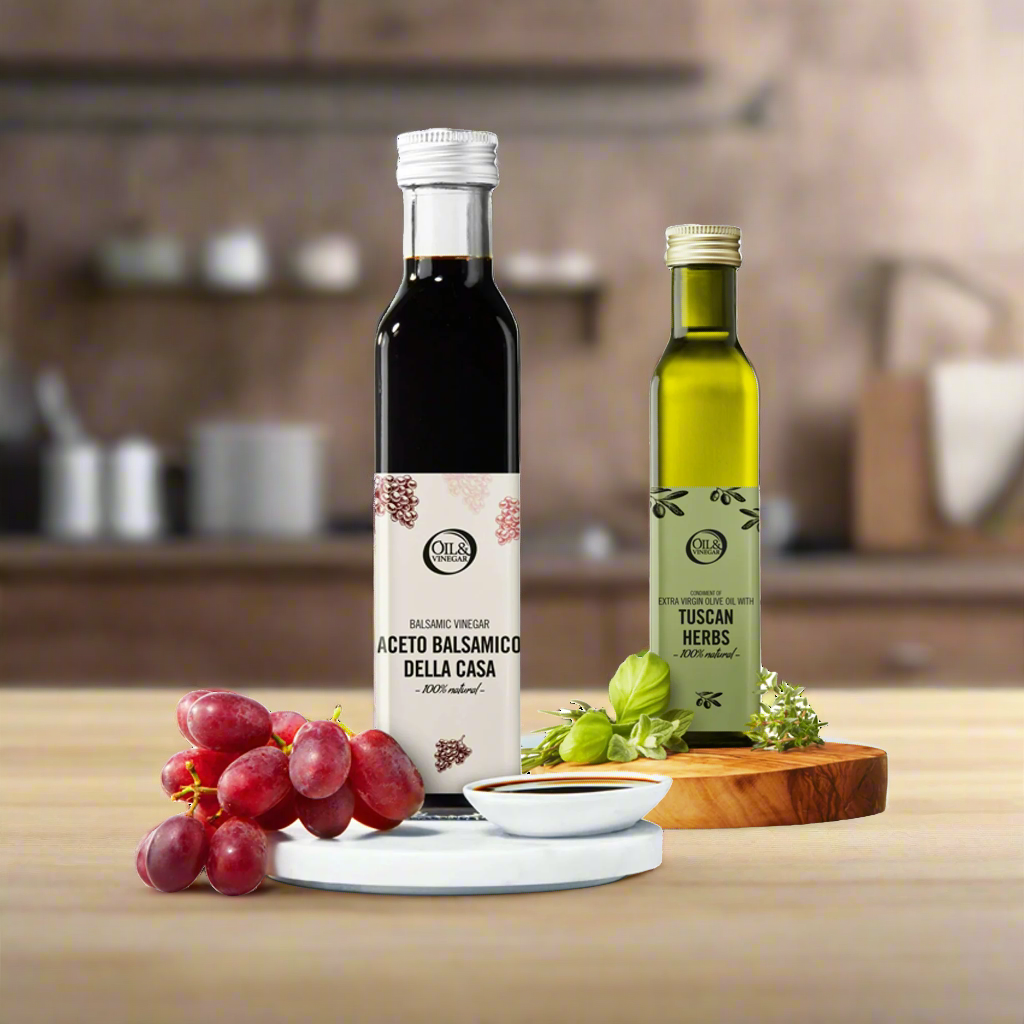 Balsamico-Essig und natives Olivenöl extra mit toskanischen Kräutern – 2x250ml